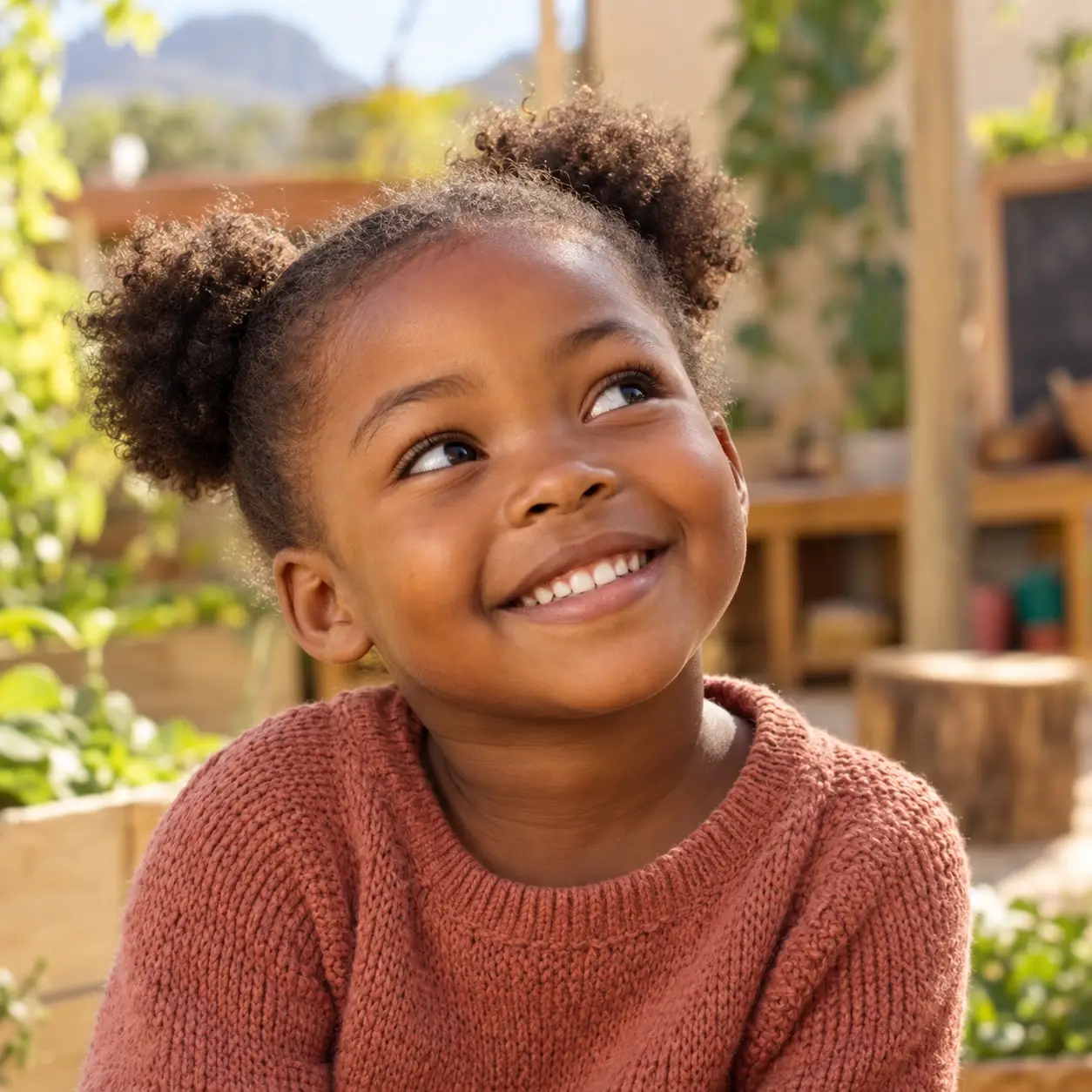 Smiling young learner in a warm early-learning setting