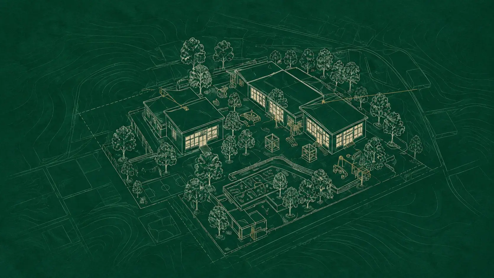 Conceptual blueprint illustration of a proposed early-childhood school environment